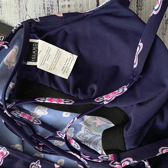 Navy Strappy Tankini Swim Top - Picture 3 of 4